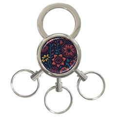 Flower Art Drawing Painting Spring 3-ring Key Chain by Jancukart