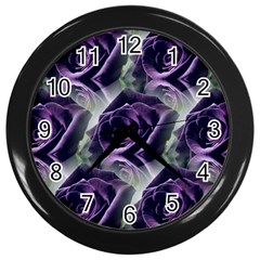 Purple Flower Rose Petals Plant Wall Clock (black)