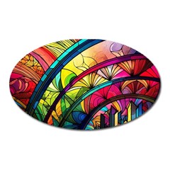 Stained Glass Window Oval Magnet by Jancukart