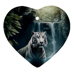 Tiger White Tiger Nature Forest Heart Ornament (two Sides) by Jancukart