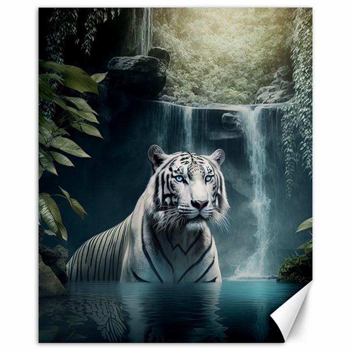 Tiger White Tiger Nature Forest Canvas 16  x 20 