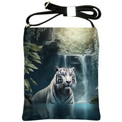 Tiger White Tiger Nature Forest Shoulder Sling Bag by Jancukart