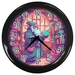Fantasy Magic Magical Wizard Wall Clock (black)