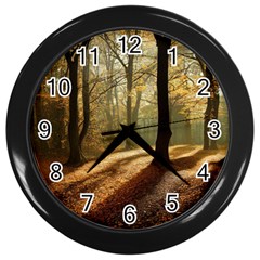 Autumn Nature Woodland Woods Trees Wall Clock (black)