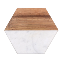Peach Leafs Marble Wood Coaster (hexagon)  by Sparkle