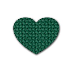 Green Pattern Rubber Heart Coaster (4 Pack) by Sparkle