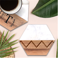 Chevron V Marble Wood Coaster (hexagon)  by GardenOfOphir