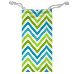 Green Chevron Jewelry Bag by GardenOfOphir