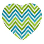 Green Chevron Heart Ornament (Two Sides) Back