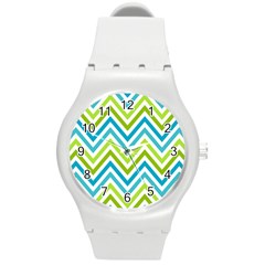 Green Chevron Round Plastic Sport Watch (m) by GardenOfOphir