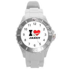 I Love Janet Round Plastic Sport Watch (l) by ilovewhateva