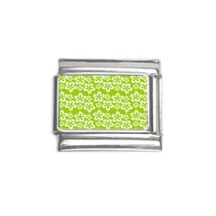 Lime Green Flowers Pattern Italian Charm (9mm) by GardenOfOphir