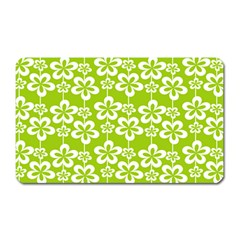 Lime Green Flowers Pattern Magnet (rectangular) by GardenOfOphir