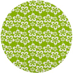Lime Green Flowers Pattern Uv Print Round Tile Coaster by GardenOfOphir