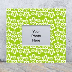 Lime Green Flowers Pattern White Wall Photo Frame 5  X 7  by GardenOfOphir