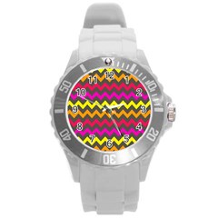 Pattern 113 Round Plastic Sport Watch (l) by GardenOfOphir