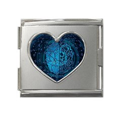 Artificial Intelligence Network Blue Art Mega Link Heart Italian Charm (18mm) by Semog4