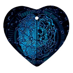 Artificial Intelligence Network Blue Art Heart Ornament (two Sides) by Semog4