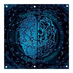 Artificial Intelligence Network Blue Art Banner And Sign 3  X 3  by Semog4