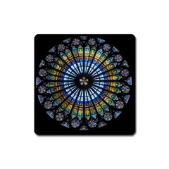 Mandala Floral Rose Window Strasbourg Cathedral France Square Magnet by Semog4