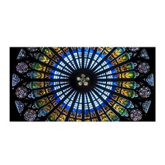 Mandala Floral Rose Window Strasbourg Cathedral France Satin Wrap 35  X 70  by Semog4