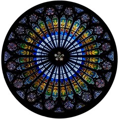 Mandala Floral Rose Window Strasbourg Cathedral France Uv Print Round Tile Coaster by Semog4