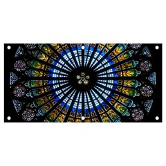 Mandala Floral Rose Window Strasbourg Cathedral France Banner And Sign 4  X 2  by Semog4