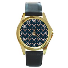 Pattern 192 Round Gold Metal Watch by GardenOfOphir