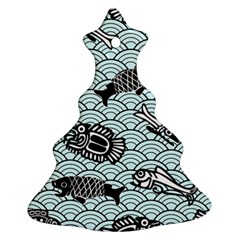 Fish Koi Ocean Sea Oriental Waves Ornament (christmas Tree)  by Semog4
