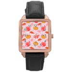 Pumpkin Tea Cup Pie Dessert Rose Gold Leather Watch  Front