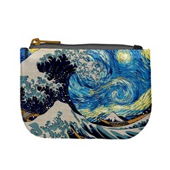 Starry Night Hokusai Vincent Van Gogh The Great Wave Off Kanagawa Mini Coin Purse