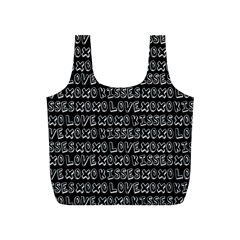 Black And White Love Kisses Pattern Full Print Recycle Bag (s)