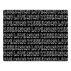 Black And White Love Kisses Pattern One Side Premium Plush Fleece Blanket (large) by GardenOfOphir