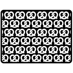 Black And White Pretzel Illustrations Pattern Fleece Blanket (large) by GardenOfOphir