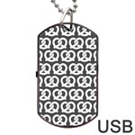 Gray Pretzel Illustrations Pattern Dog Tag USB Flash (One Side) Front