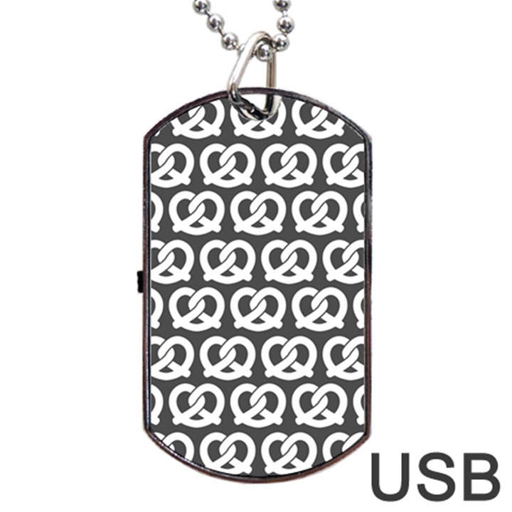 Gray Pretzel Illustrations Pattern Dog Tag USB Flash (One Side)
