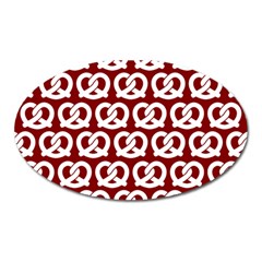 Red Pretzel Illustrations Pattern Oval Magnet by GardenOfOphir