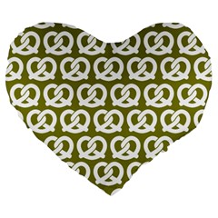 Olive Pretzel Illustrations Pattern Large 19  Premium Flano Heart Shape Cushions by GardenOfOphir