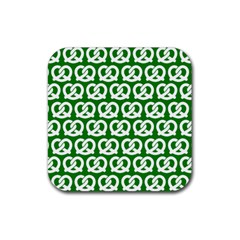 Green Pretzel Illustrations Pattern Rubber Coaster (Square)