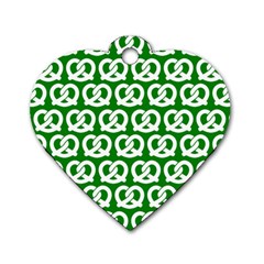 Green Pretzel Illustrations Pattern Dog Tag Heart (two Sides) by GardenOfOphir