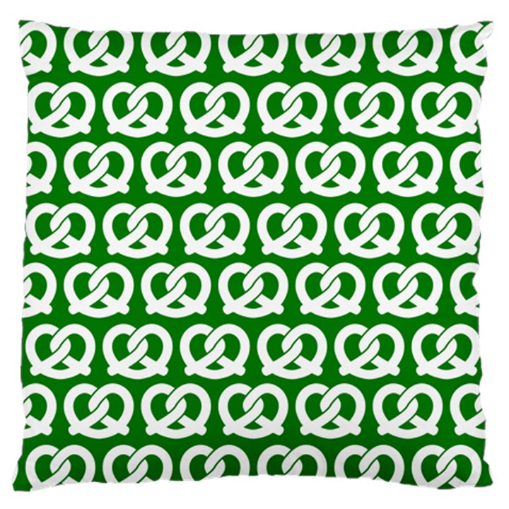 Green Pretzel Illustrations Pattern Large Premium Plush Fleece Cushion Case (One Side)