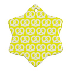 Yellow Pretzel Illustrations Pattern Snowflake Ornament (two Sides) by GardenOfOphir