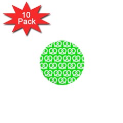 Neon Green Pretzel Illustrations Pattern 1  Mini Buttons (10 Pack)  by GardenOfOphir