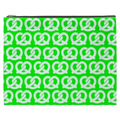 Neon Green Pretzel Illustrations Pattern Cosmetic Bag (xxxl) by GardenOfOphir