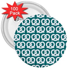 Teal Pretzel Illustrations Pattern 3  Buttons (100 pack) 