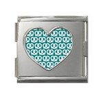 Teal Pretzel Illustrations Pattern Mega Link Heart Italian Charm (18mm) Front