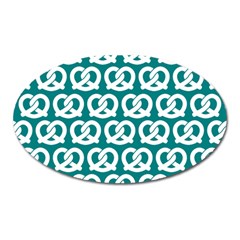 Teal Pretzel Illustrations Pattern Oval Magnet by GardenOfOphir