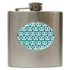 Teal Pretzel Illustrations Pattern Hip Flask (6 Oz) by GardenOfOphir