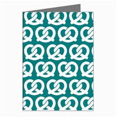 Teal Pretzel Illustrations Pattern Greeting Cards (Pkg of 8)