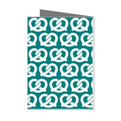 Teal Pretzel Illustrations Pattern Mini Greeting Cards (Pkg of 8)